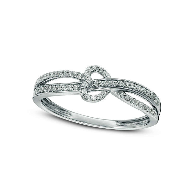 Image of ID 1 013 CT TW Natural Diamond Heart Split Shank Ring in Sterling Silver