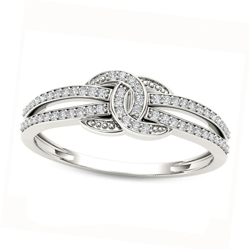 Image of ID 1 013 CT TW Natural Diamond Interlocking Circles Ring in Solid 10K White Gold