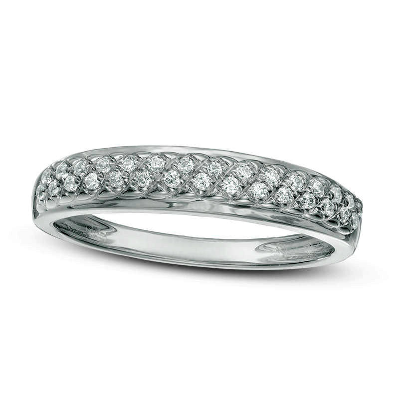 Image of ID 1 013 CT TW Natural Diamond Lattice Wedding Band in Solid 10K White Gold