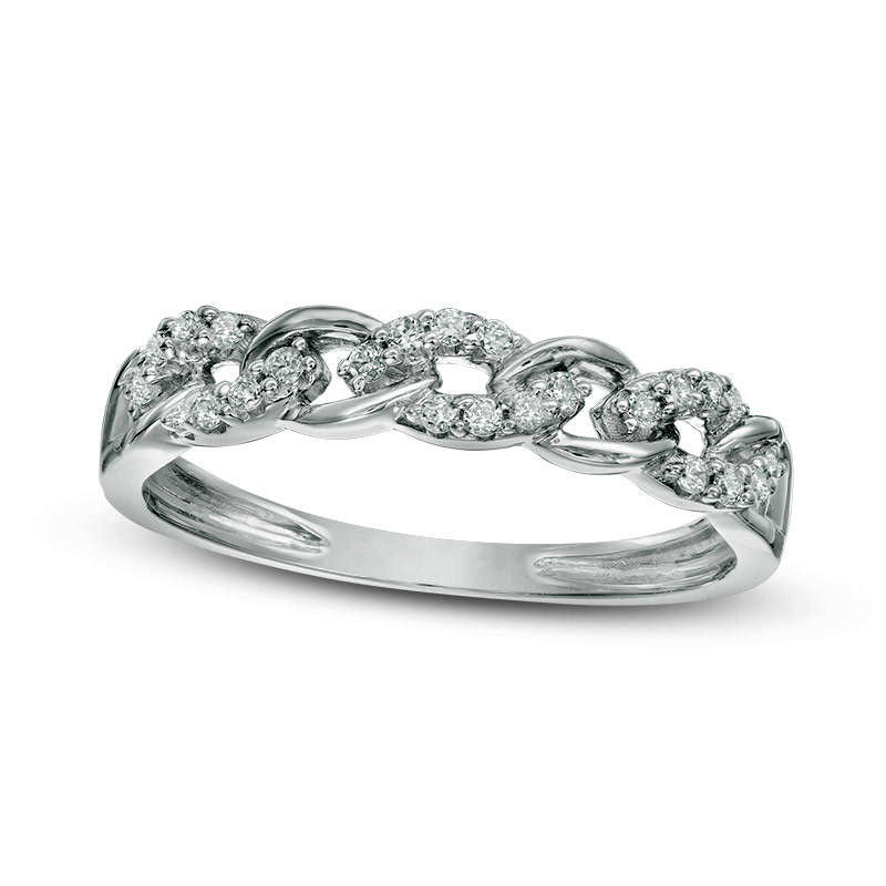 Image of ID 1 013 CT TW Natural Diamond Link Band in Solid 10K White Gold
