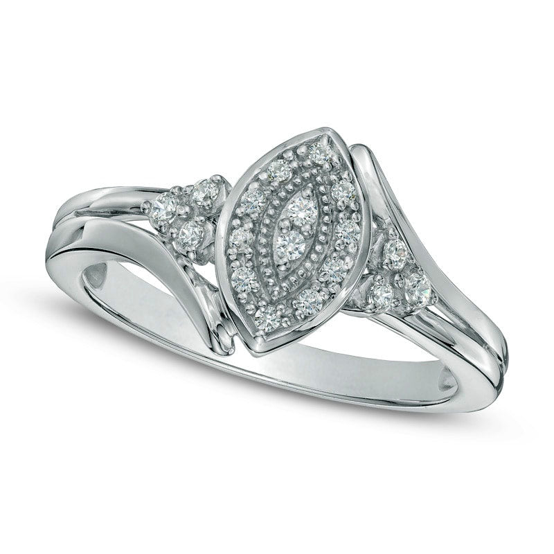 Image of ID 1 013 CT TW Natural Diamond Marquise Promise Ring in Sterling Silver
