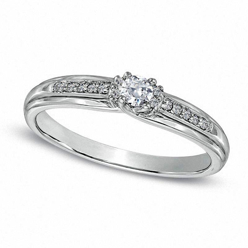 Image of ID 1 013 CT TW Natural Diamond Promise Ring in Sterling Silver
