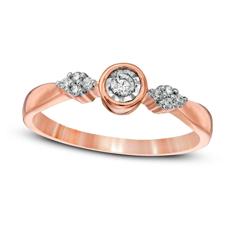Image of ID 1 013 CT TW Natural Diamond Quad-Sides Promise Ring in Solid 10K Rose Gold