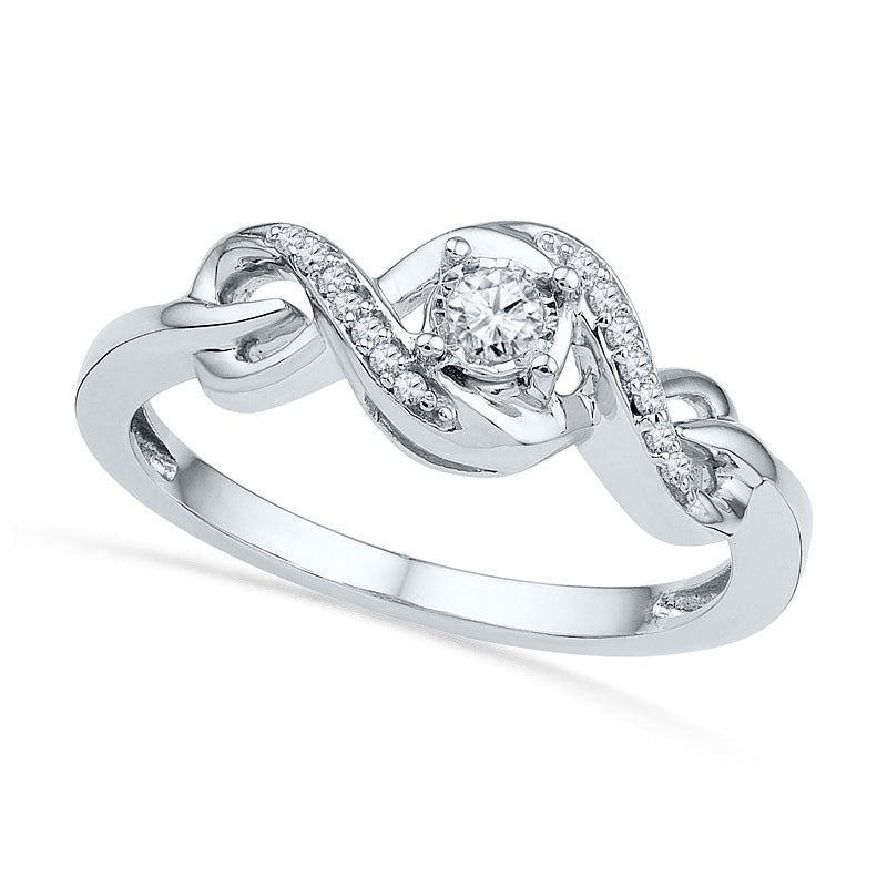 Image of ID 1 013 CT TW Natural Diamond Ribbon Twist Promise Ring in Solid 10K White Gold