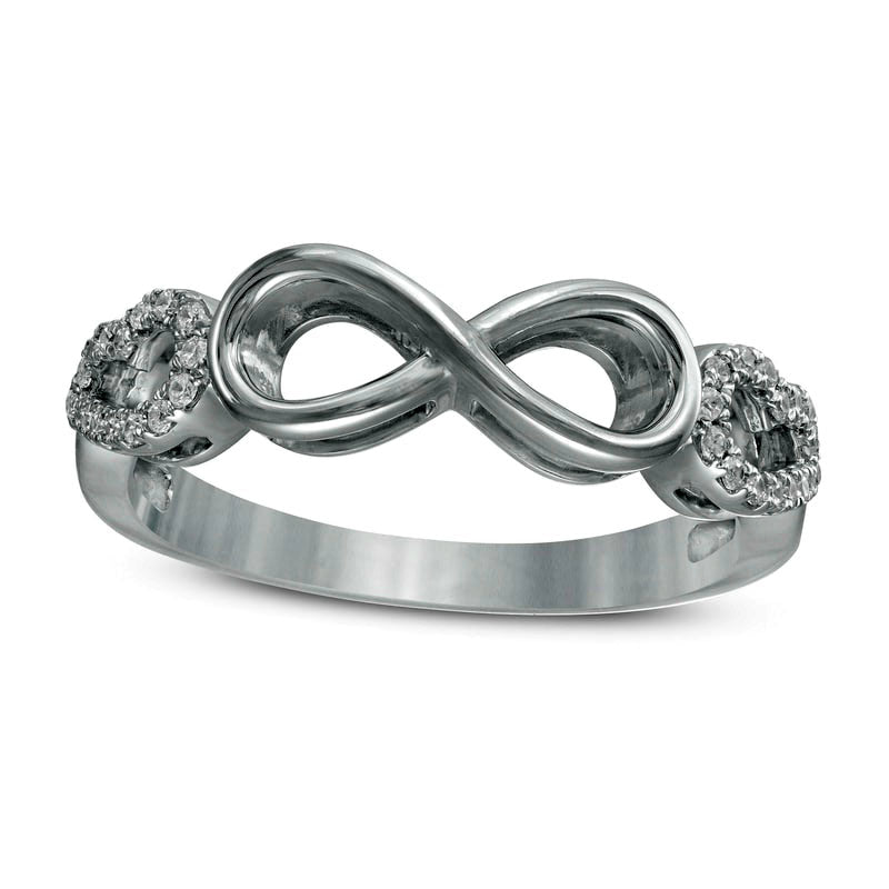 Image of ID 1 013 CT TW Natural Diamond Sideways Infinity Angel Wings Ring in Sterling Silver