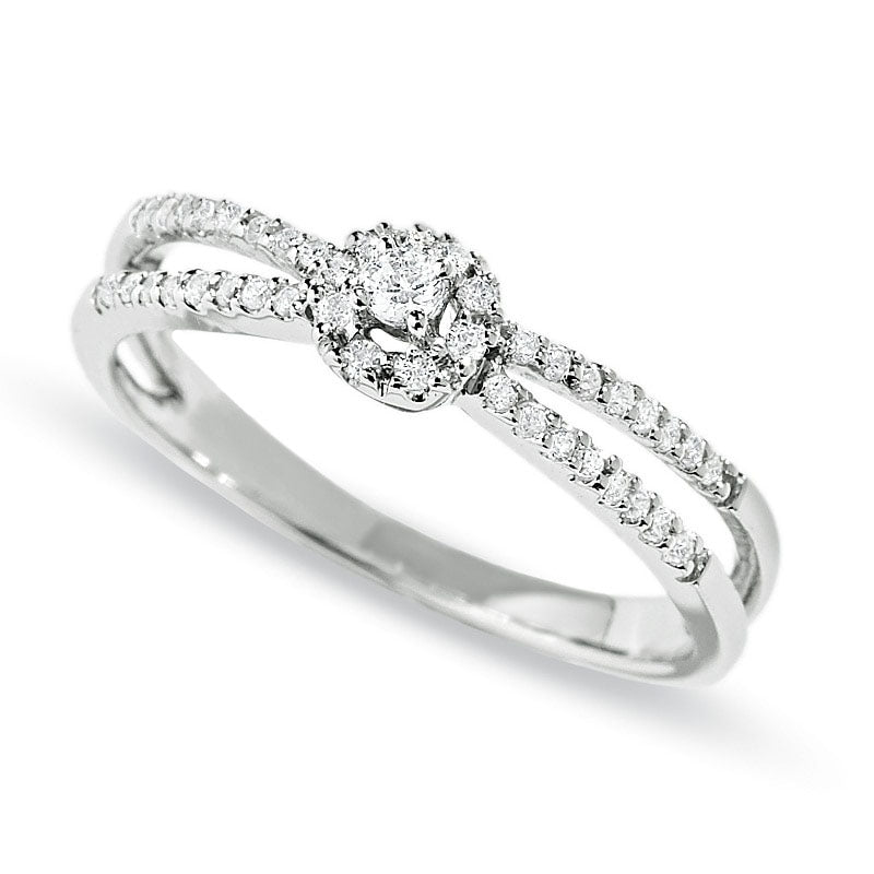Image of ID 1 013 CT TW Natural Diamond Split Shank Promise Ring in Solid 10K White Gold