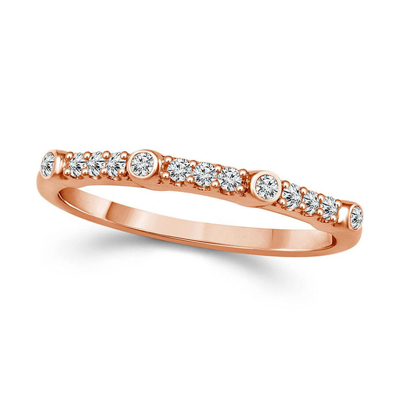 Image of ID 1 013 CT TW Natural Diamond Station Stackable Band in Solid 10K Rose Gold