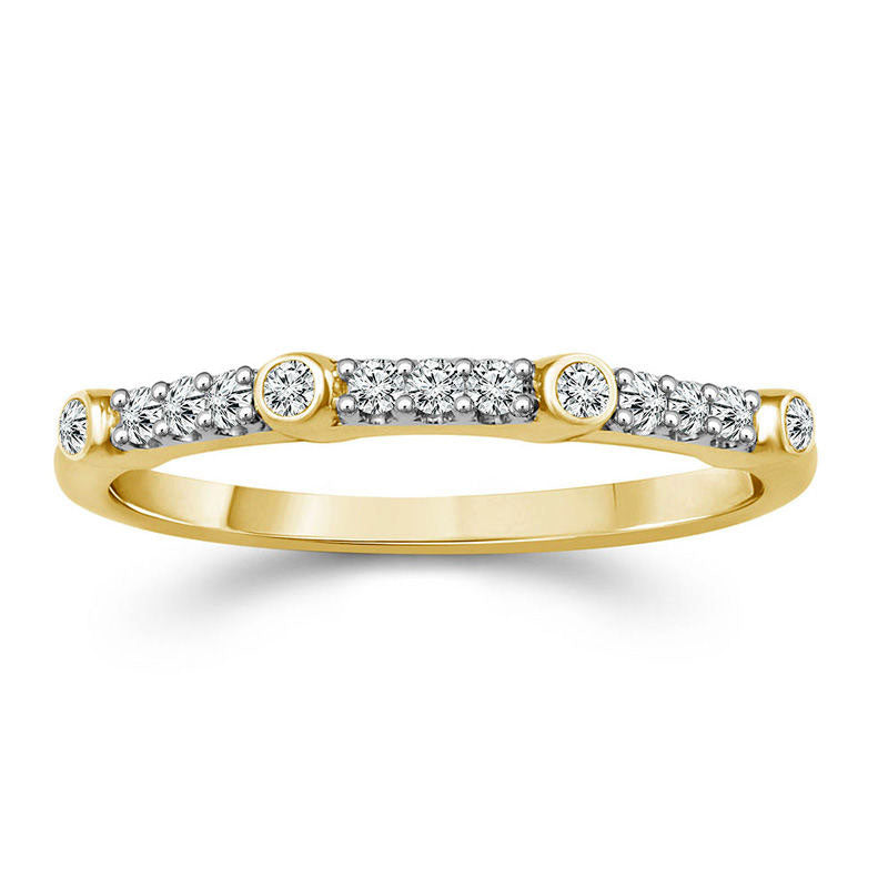 Image of ID 1 013 CT TW Natural Diamond Station Stackable Band in Solid 10K Yellow Gold