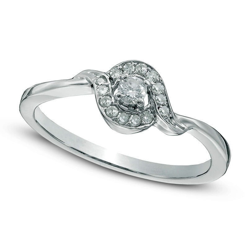 Image of ID 1 013 CT TW Natural Diamond Swirl Frame Bypass Promise Ring in Solid 10K White Gold