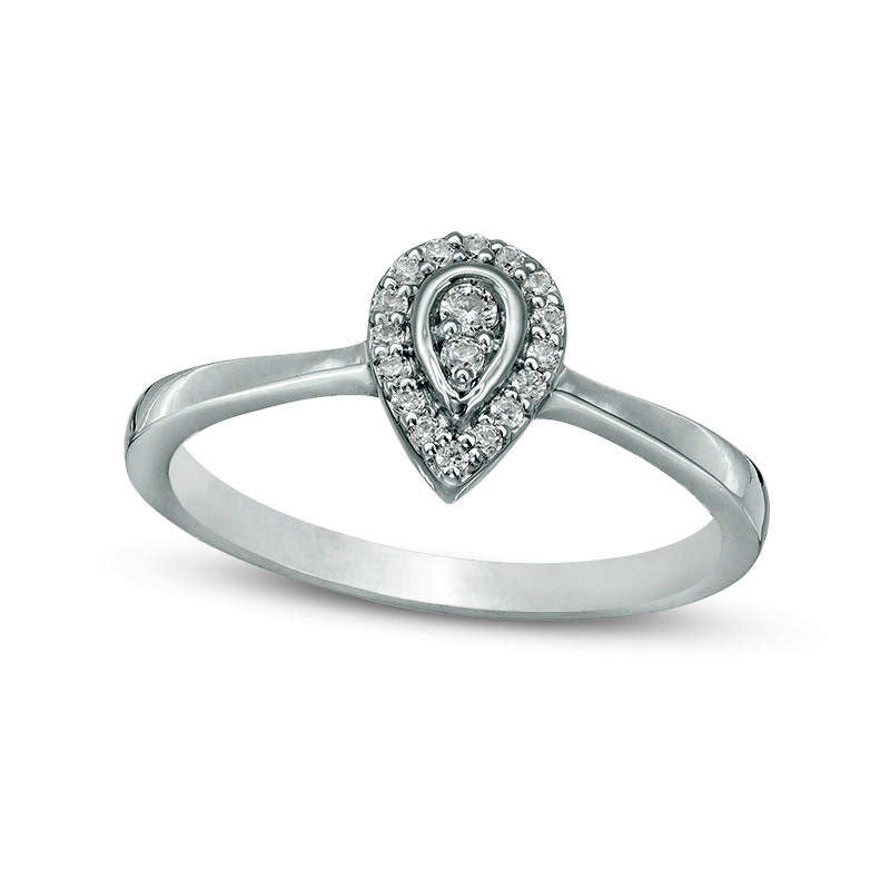 Image of ID 1 013 CT TW Natural Diamond Teardrop-Shaped Frame Ring in Sterling Silver