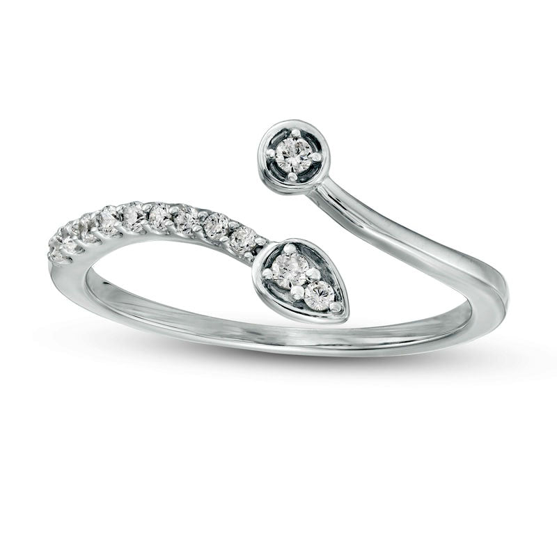 Image of ID 1 013 CT TW Natural Diamond Teardrop and Circle Open Wrap Ring in Sterling Silver