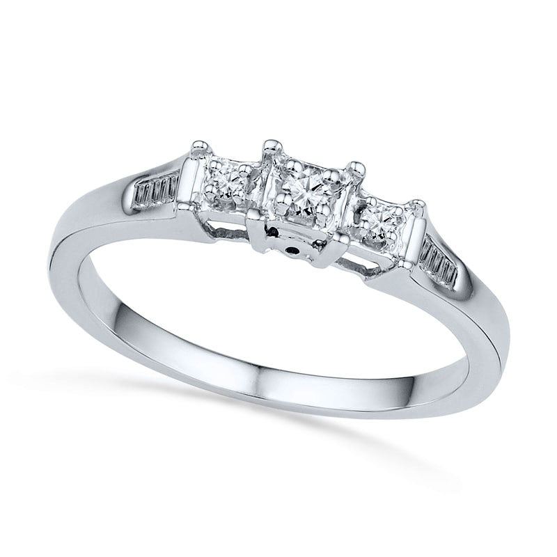 Image of ID 1 013 CT TW Natural Diamond Three Stone Promise Ring in Solid 10K White Gold