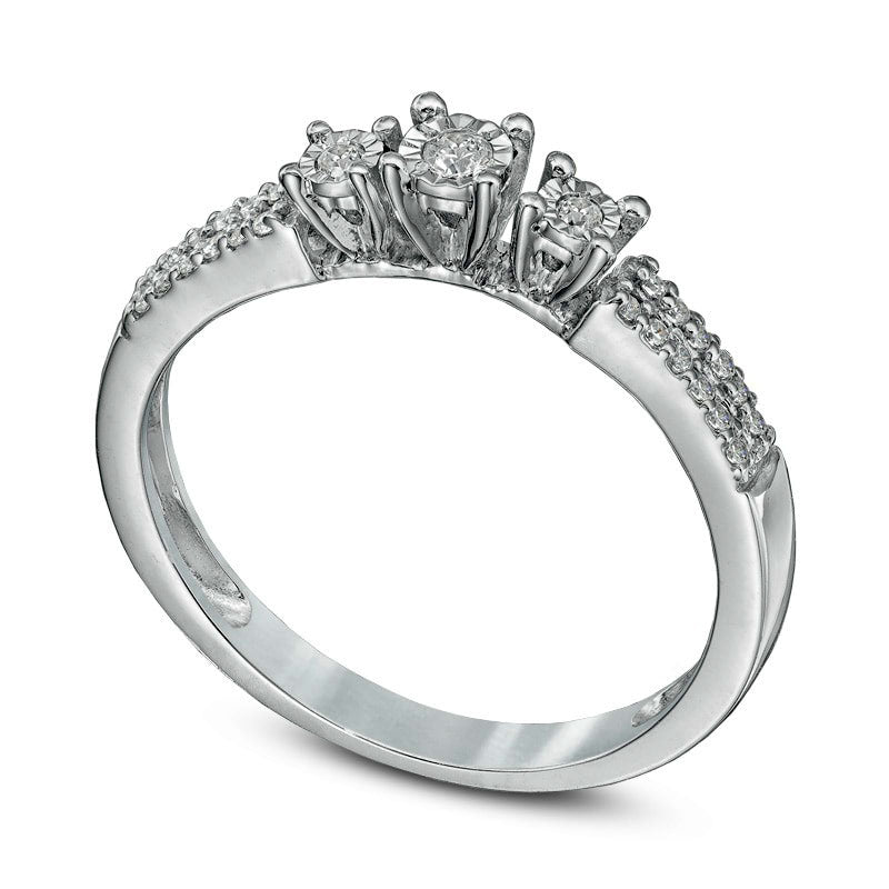 Image of ID 1 013 CT TW Natural Diamond Three Stone Promise Ring in Sterling Silver