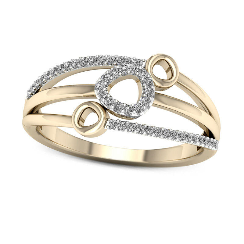 Image of ID 1 013 CT TW Natural Diamond Triple Trillion Multi-Row Ring in Solid 10K Yellow Gold