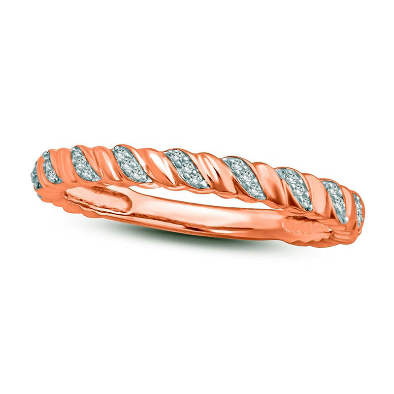 Image of ID 1 013 CT TW Natural Diamond Twist Stackable Band in Solid 10K Rose Gold