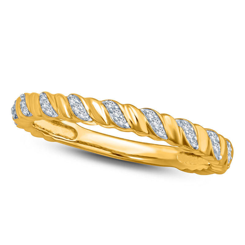 Image of ID 1 013 CT TW Natural Diamond Twist Stackable Band in Solid 10K Yellow Gold