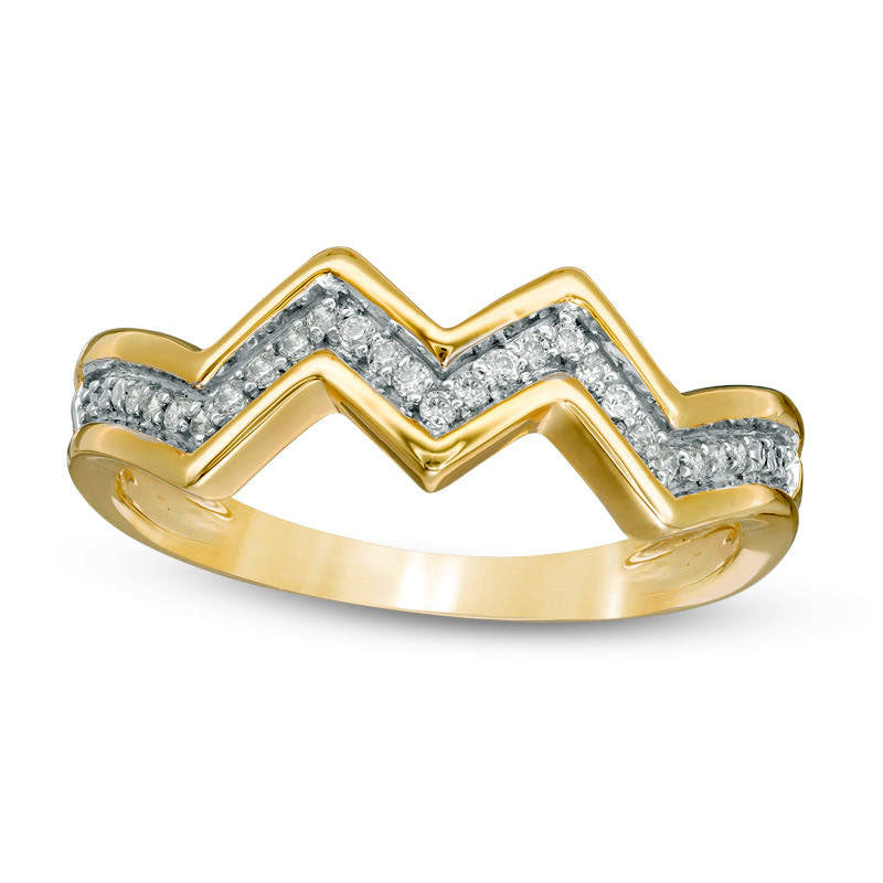 Image of ID 1 013 CT TW Natural Diamond Zig-Zag Band in Solid 10K Yellow Gold