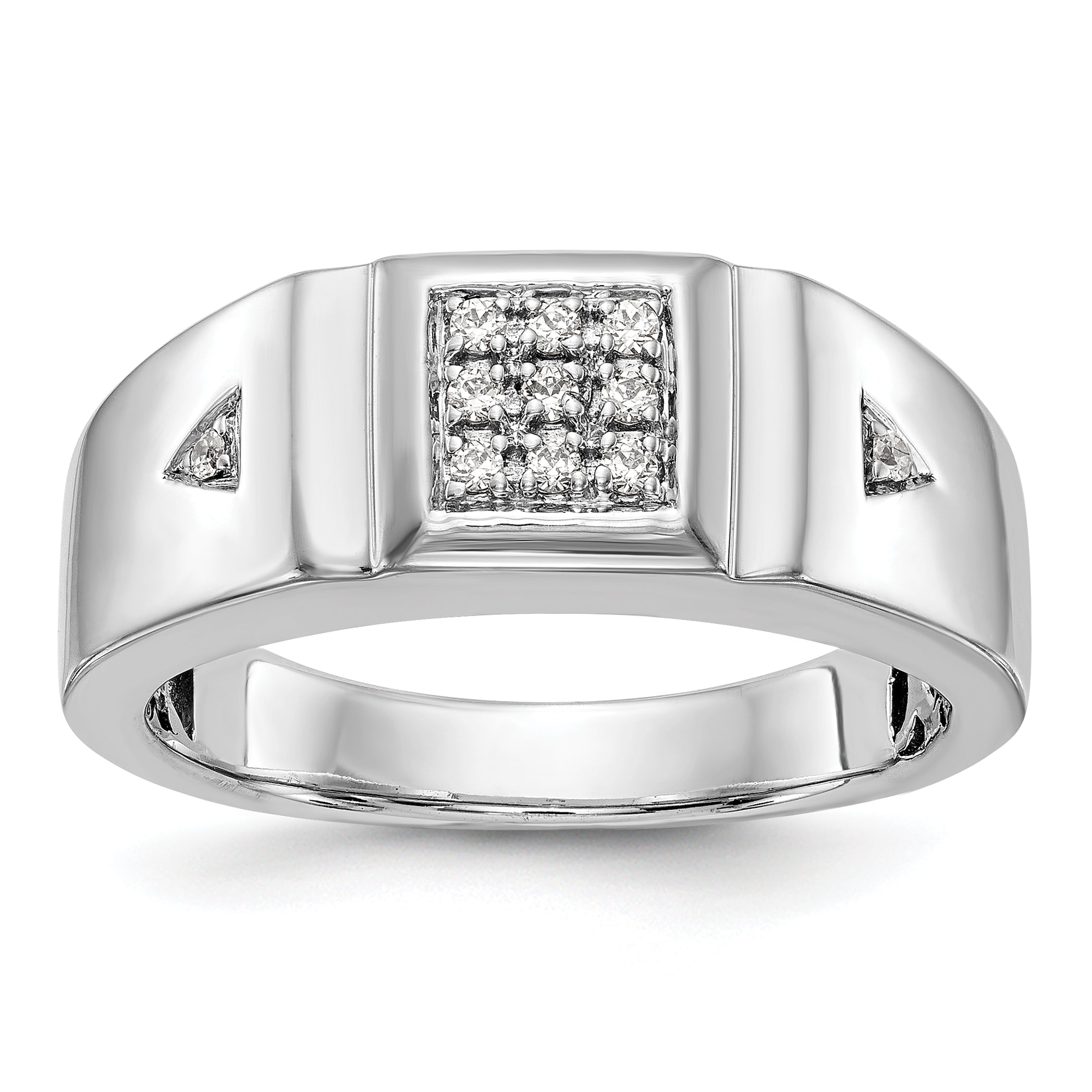 Image of ID 1 013ct CZ Solid Real 14K White Gold Men's Wedding Band Ring