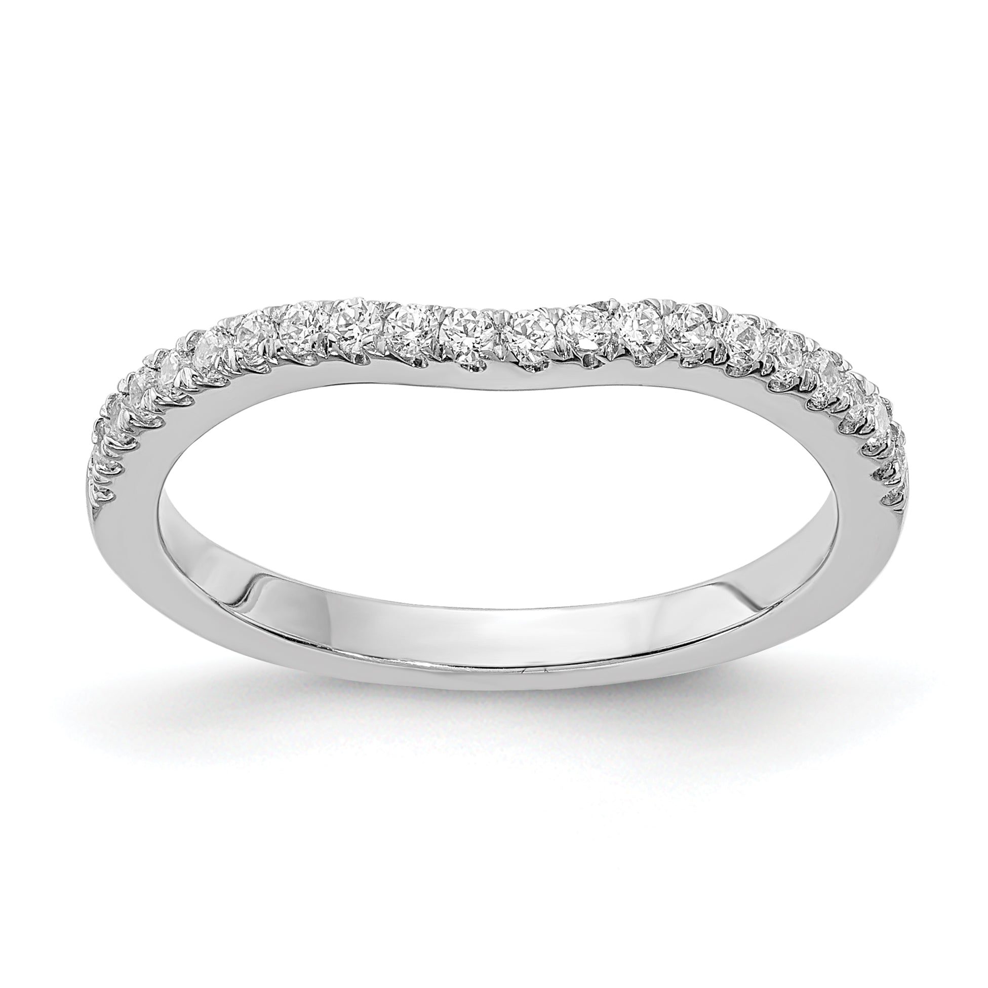 Image of ID 1 015ct CZ Solid Real 14k White Gold Wed Wedding Band Ring