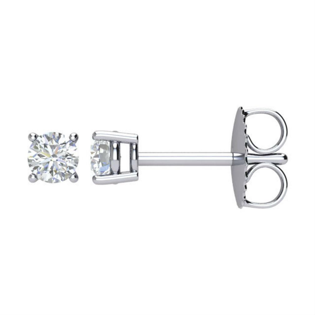 Image of ID 1 015ct I1 Clarity J K Color Natural Diamond Stud Push on Post Earrings in 14k White Gold