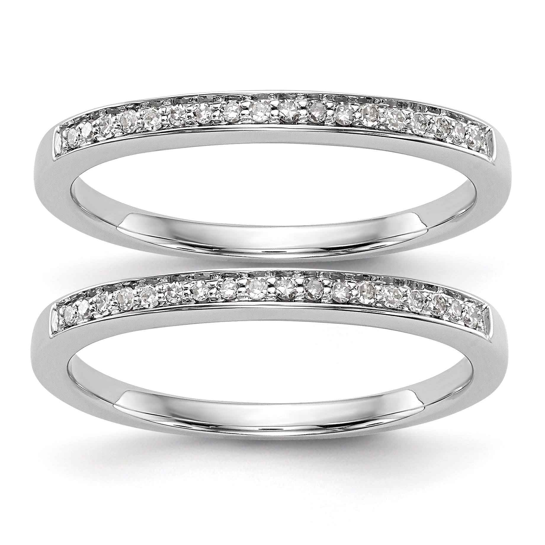 Image of ID 1 016ct CZ Solid Real 14k White Gold Set of 2 Wedding Wedding Band Ring