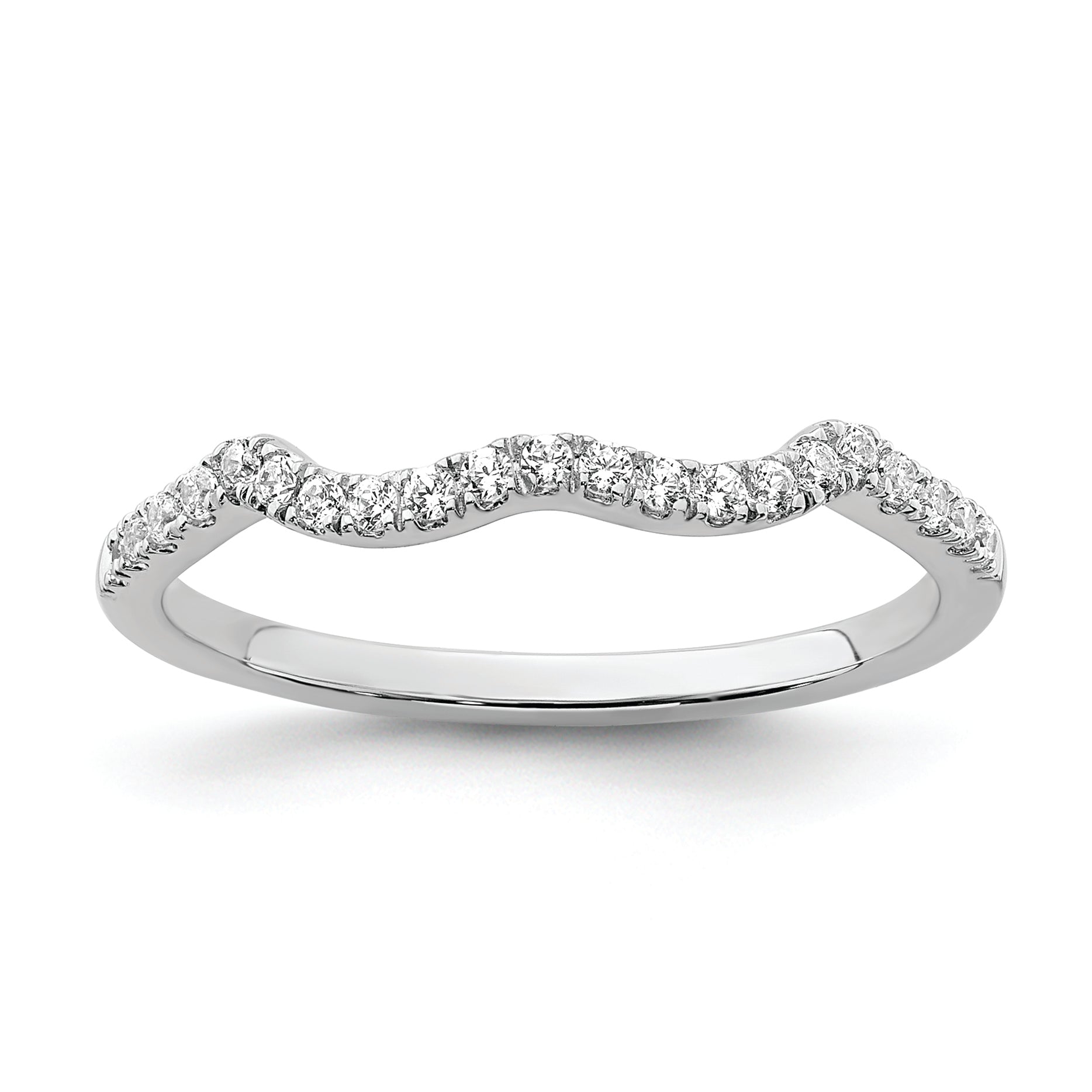 Image of ID 1 016ct CZ Solid Real 14k White Polish Matching Wedding Wedding Band Ring
