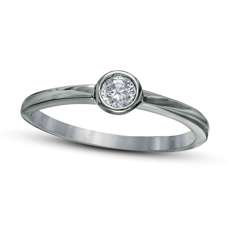 Image of ID 1 017 CT Natural Clarity Enhanced Diamond Bezel Set Solitaire Promise Ring in Solid 10K White Gold