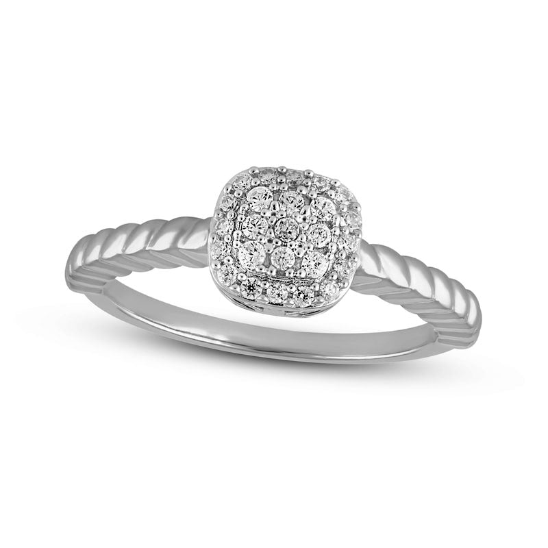 Image of ID 1 017 CT TW Composite Cushion-Shaped Natural Diamond Frame Promise Ring in Solid 10K White Gold