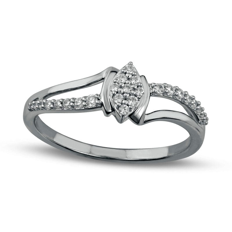 Image of ID 1 017 CT TW Composite Marquise-Shaped Natural Diamond Split Shank Promise Ring in Solid 10K White Gold