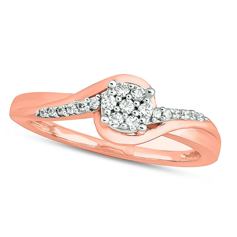 Image of ID 1 017 CT TW Composite Natural Diamond Bypass Swirl Promise Ring in Solid 10K Rose Gold