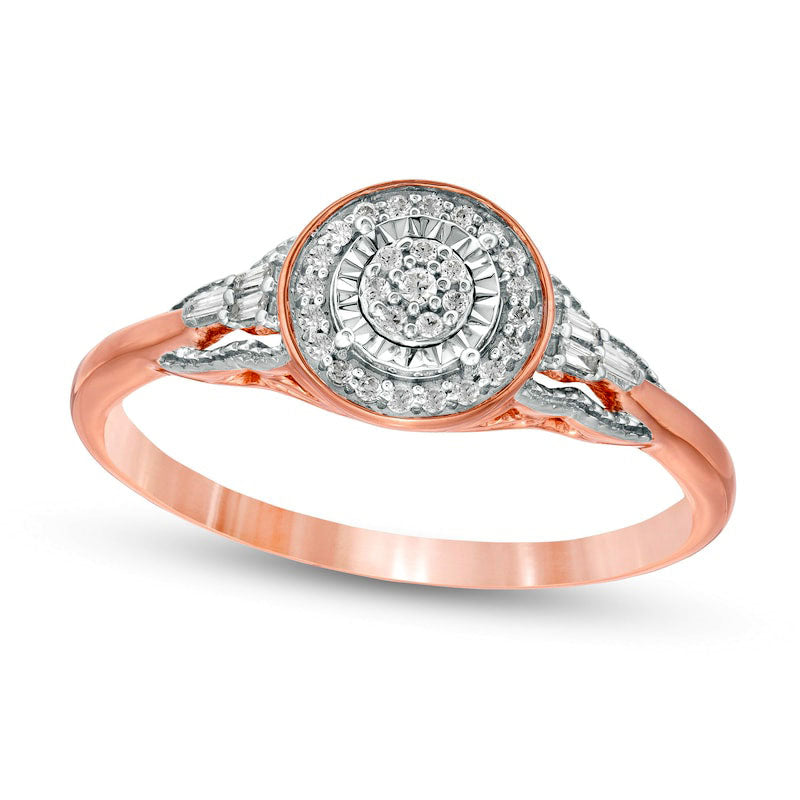 Image of ID 1 017 CT TW Composite Natural Diamond Frame Antique Vintage-Style Promise Ring in Solid 10K Rose Gold