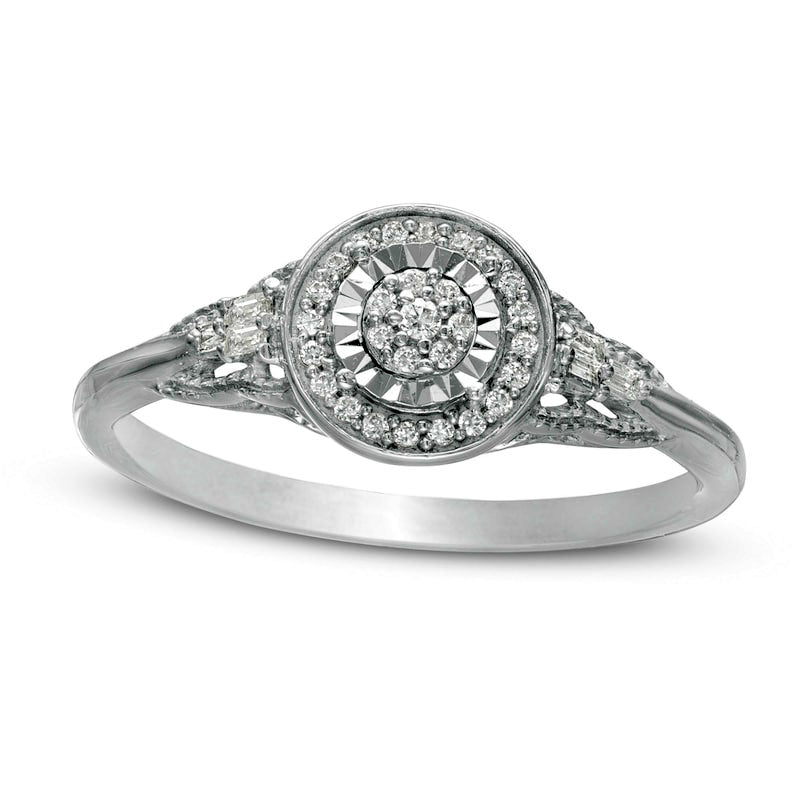 Image of ID 1 017 CT TW Composite Natural Diamond Frame Antique Vintage-Style Promise Ring in Solid 10K White Gold