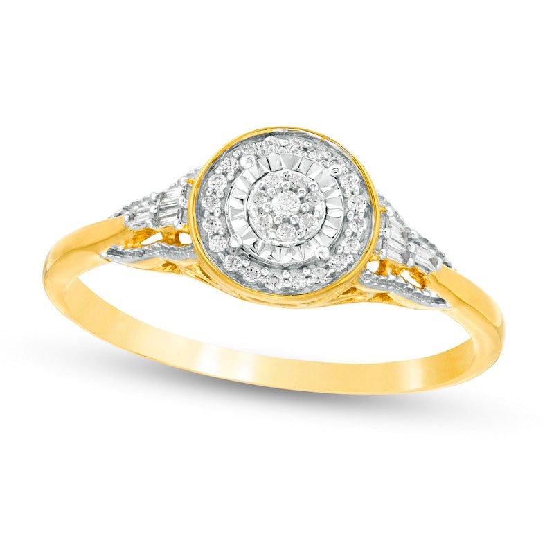 Image of ID 1 017 CT TW Composite Natural Diamond Frame Antique Vintage-Style Promise Ring in Solid 10K Yellow Gold