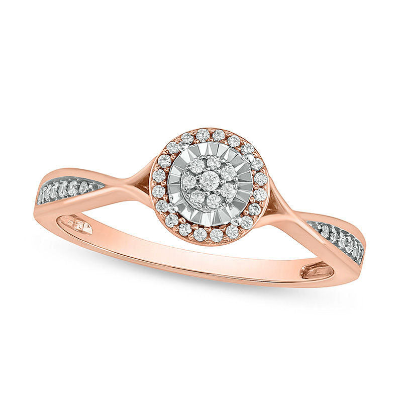 Image of ID 1 017 CT TW Composite Natural Diamond Frame Pinched Shank Promise Ring in Solid 10K Rose Gold