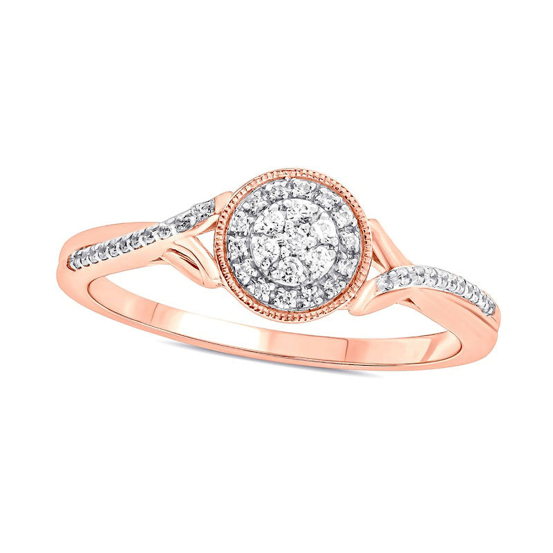 Image of ID 1 017 CT TW Composite Natural Diamond Frame Split Shank Antique Vintage-Style Promise Ring in Solid 10K Rose Gold