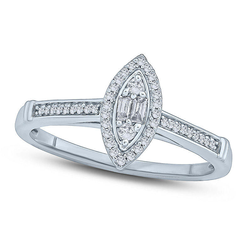 Image of ID 1 017 CT TW Composite Natural Diamond Marquise Frame Promise Ring in Solid 10K White Gold