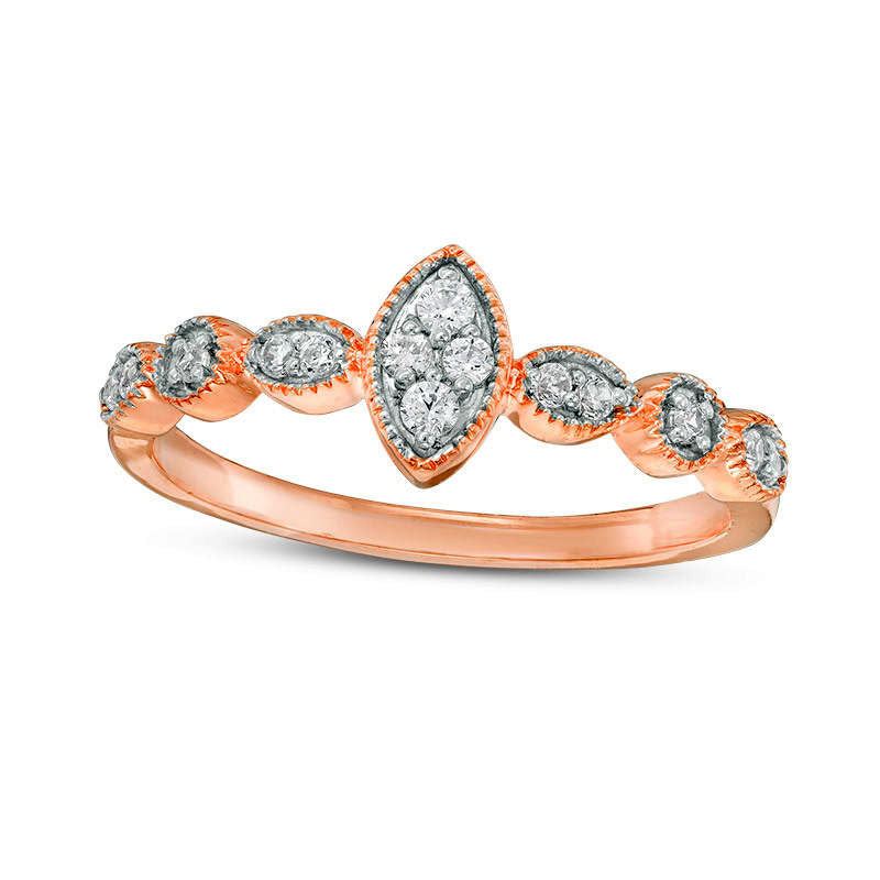 Image of ID 1 017 CT TW Composite Natural Diamond Marquise Promise Ring in Solid 10K Rose Gold