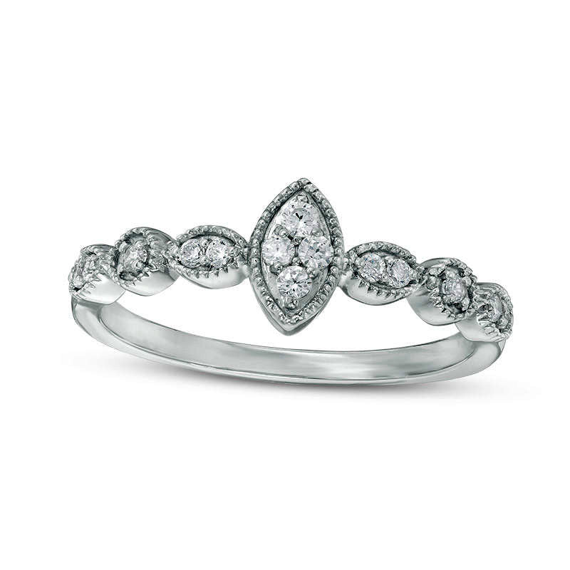 Image of ID 1 017 CT TW Composite Natural Diamond Marquise Promise Ring in Solid 10K White Gold