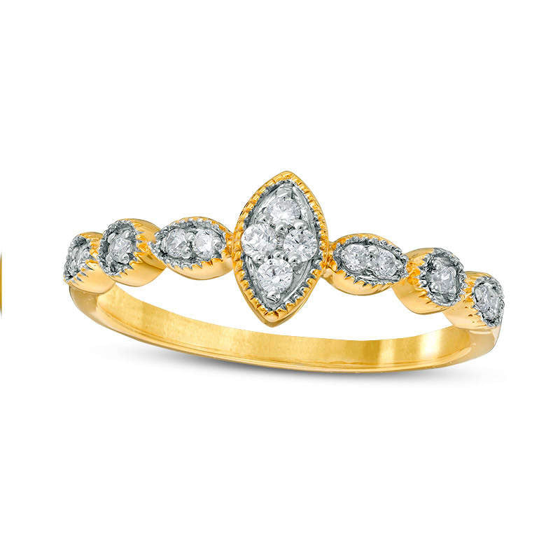 Image of ID 1 017 CT TW Composite Natural Diamond Marquise Promise Ring in Solid 10K Yellow Gold