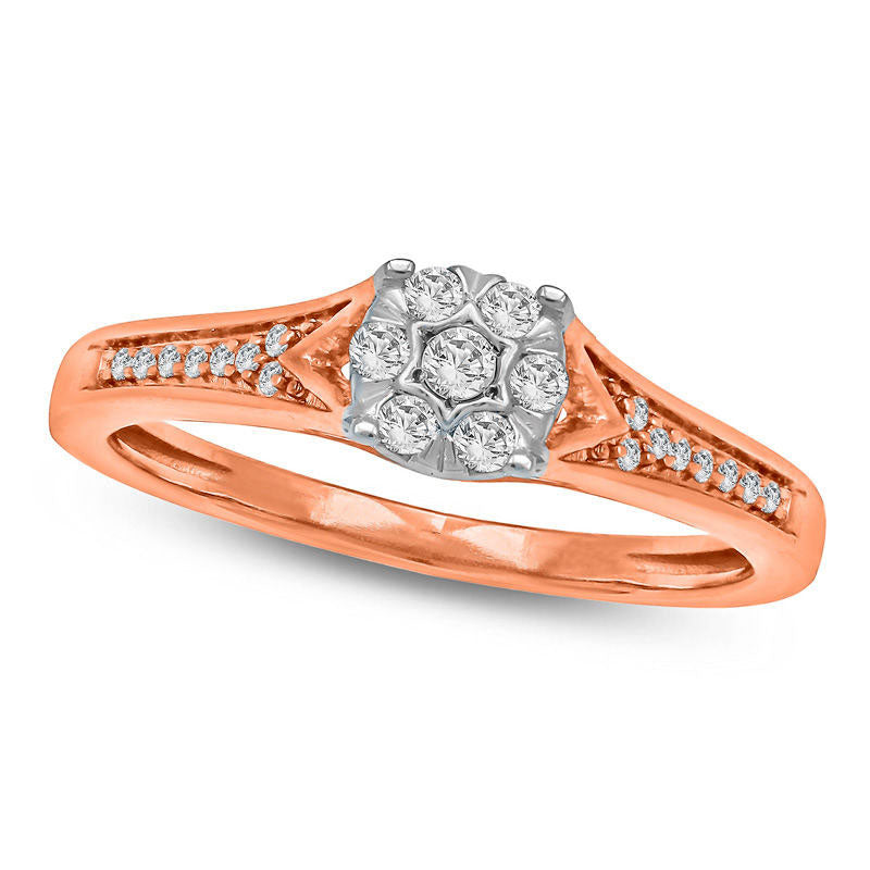 Image of ID 1 017 CT TW Composite Natural Diamond Promise Ring in Solid 10K Rose Gold