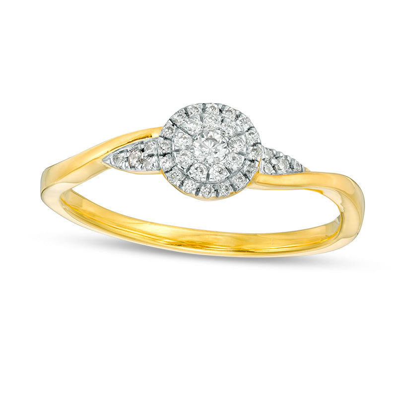 Image of ID 1 017 CT TW Composite Natural Diamond Promise Ring in Solid 10K Yellow Gold