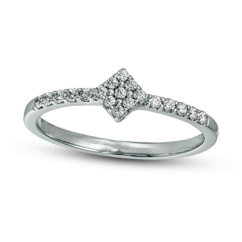 Image of ID 1 017 CT TW Composite Natural Diamond Tilted Square Promise Ring in Solid 10K White Gold