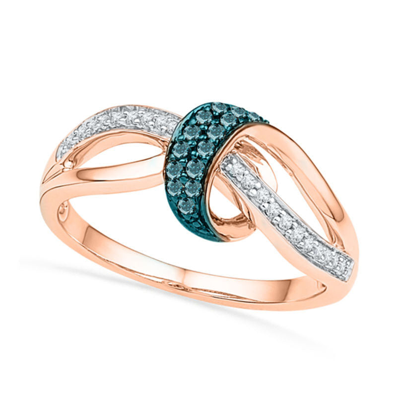 Image of ID 1 017 CT TW Enhanced Blue and White Natural Diamond Loose Knot Ring in Solid 10K Rose Gold