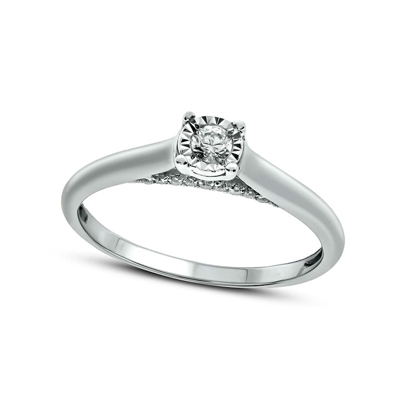 Image of ID 1 017 CT TW Natural Clarity Enhanced Diamond Solitaire Promise Ring in Solid 10K White Gold