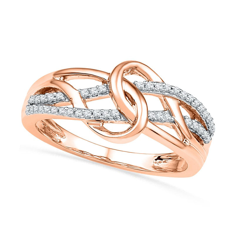 Image of ID 1 017 CT TW Natural Diamond Abstract Braid Ring in Solid 10K Rose Gold