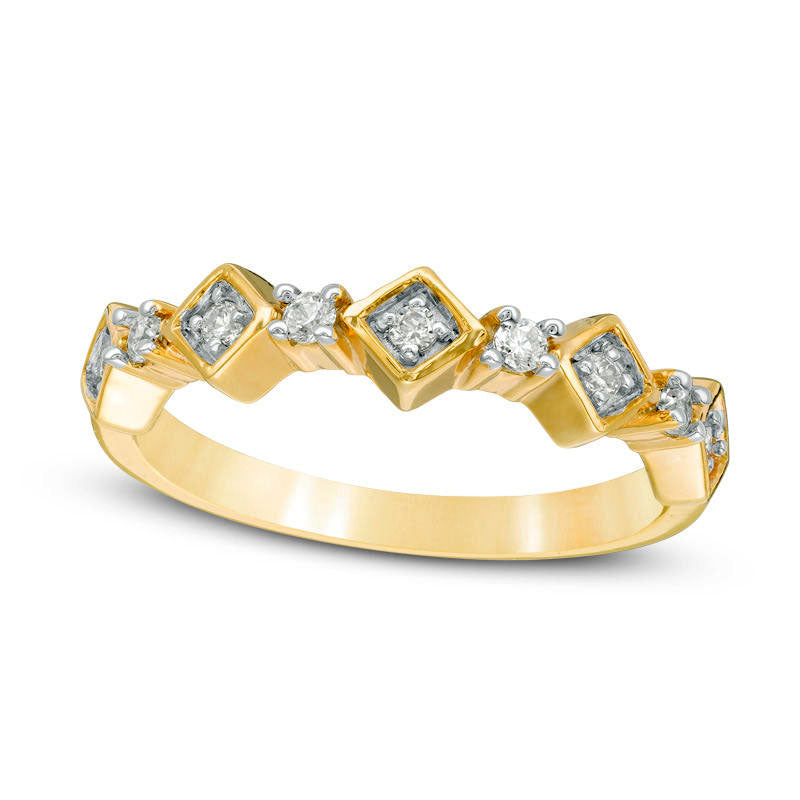 Image of ID 1 017 CT TW Natural Diamond Alternating Anniversary Band in Solid 10K Yellow Gold