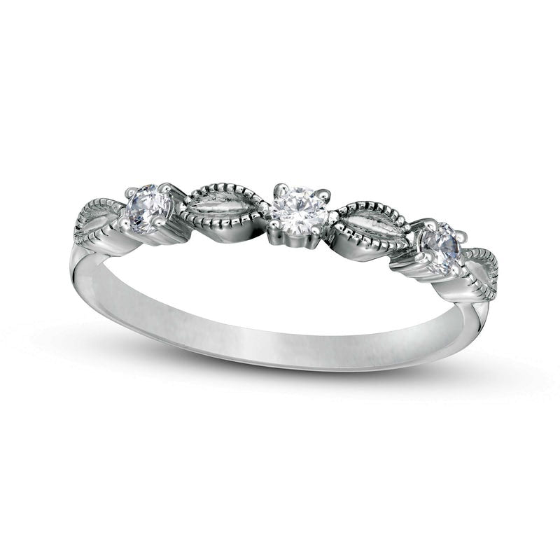 Image of ID 1 017 CT TW Natural Diamond Antique Vintage-Style Alternating Anniversary Band in Sterling Silver