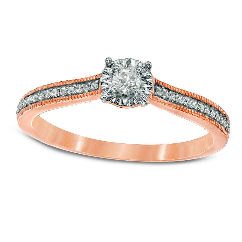 Image of ID 1 017 CT TW Natural Diamond Antique Vintage-Style Promise Ring in Solid 10K Rose Gold