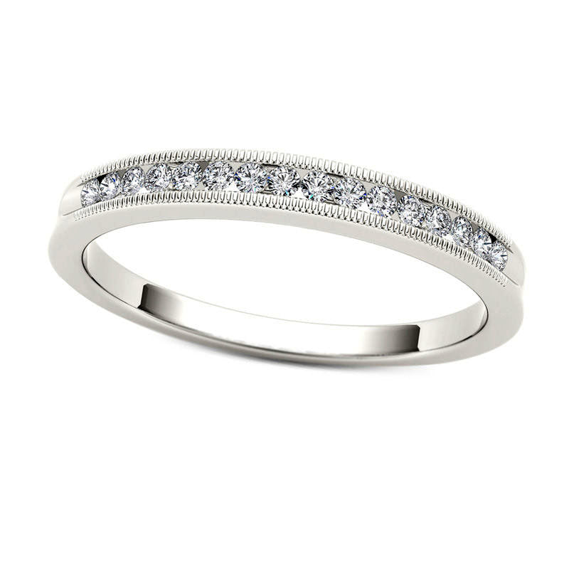 Image of ID 1 017 CT TW Natural Diamond Antique Vintage-Style Stackable Band in Solid 10K White Gold