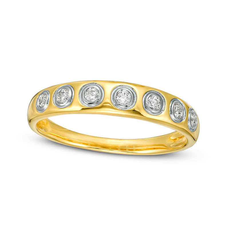 Image of ID 1 017 CT TW Natural Diamond Bezel-Set Seven Stone Anniversary Band in Solid 10K Yellow Gold